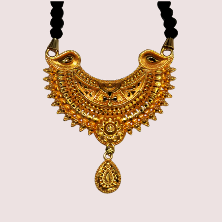 Handmade Brass Alloy Traditional Crescent Pendant Long Mangalsutra